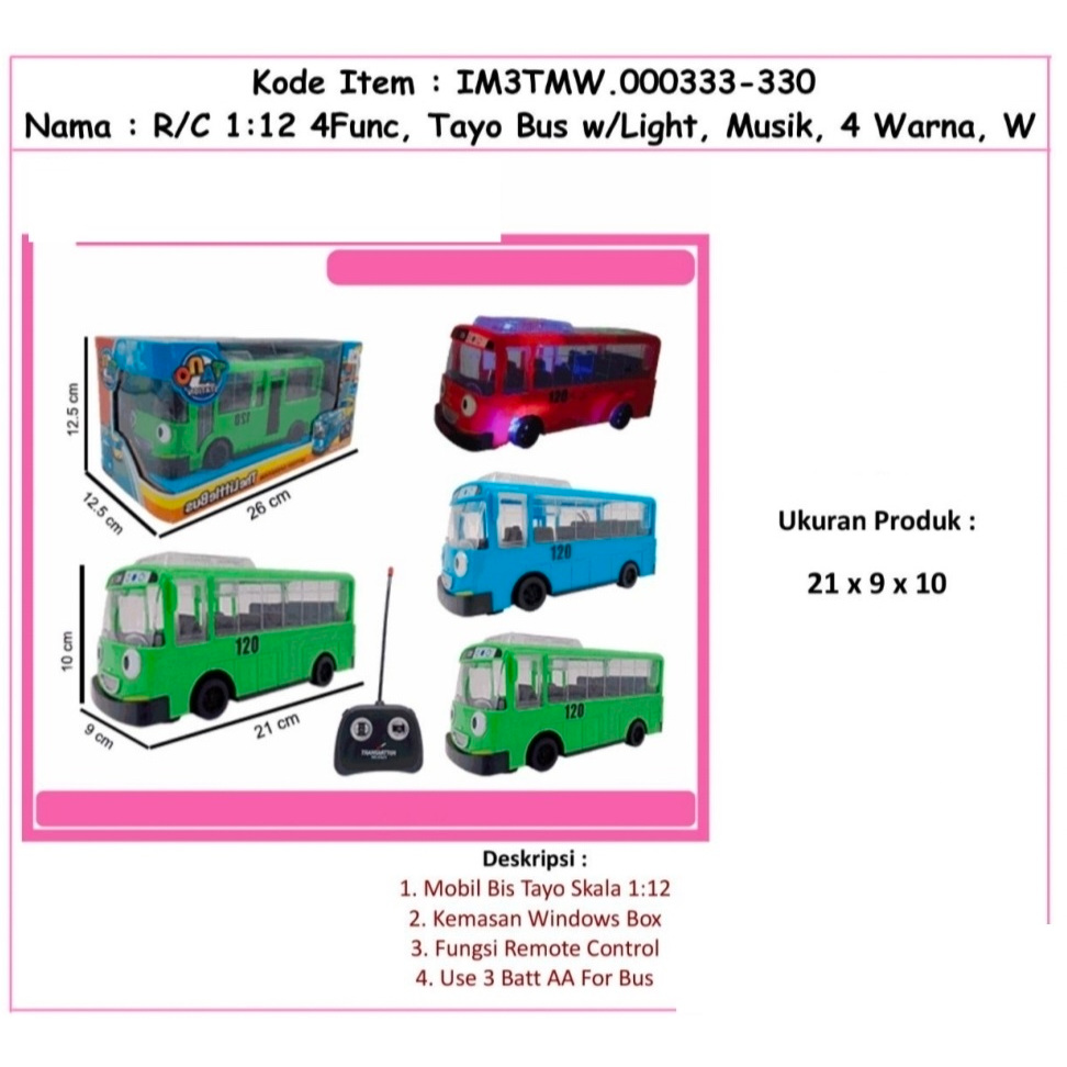 MAINAN MOBIL RC TAYO REMOT 333330