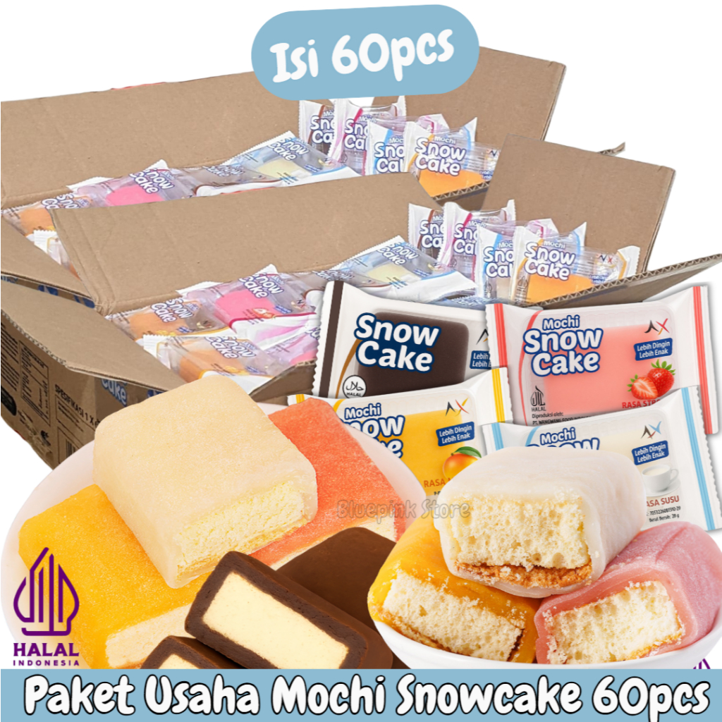 

Paket 1 Box Mochi Snowcake Isi 60pcs – 4 Varian Rasa (Coklat, Susu, Stroberi, Mangga) – Camilan Lembut & Lezat