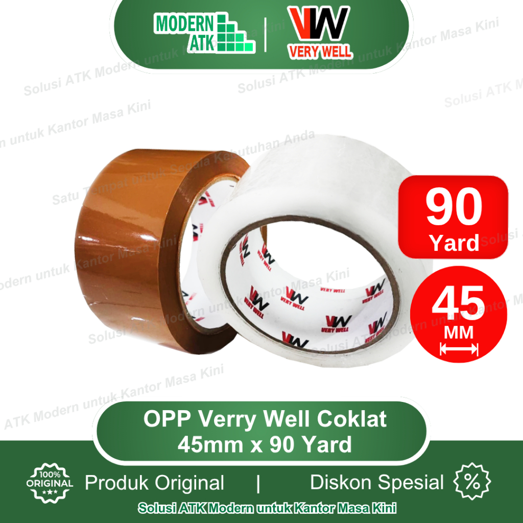 

LAKBAN BENING COKLAT 90 YARD x 45 MM VERYWELL KUALITAS DAIMARU