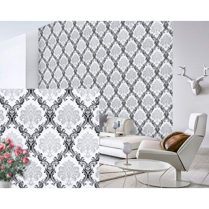 Wallpaper sticker dinding Motif Abu Hitam Ukuran 45cm x 8M CY1037