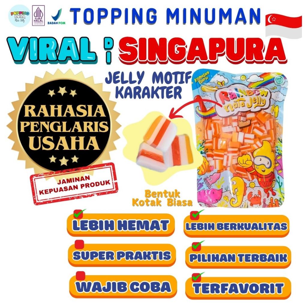

Jelly Motif Karakter Topping Minuman - Jelly Bentuk Kotak Biasa Cocok Untuk Semua Minuman | Popping Boba Meletus Pecah Dimulut Nata Jelly