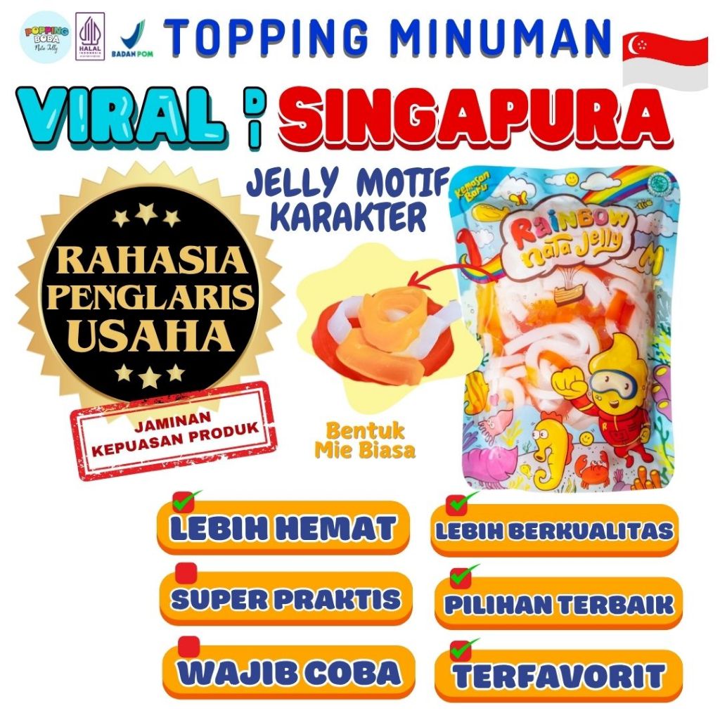 

Jelly Motif Karakter Topping Minuman - Jelly Bentuk Mie Biasa Cocok Untuk Semua Minuman | Popping Boba Meletus Pecah Dimulut Nata Jelly