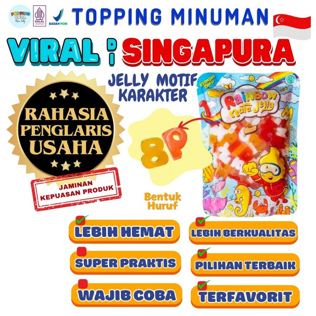 

Jelly Motif Karakter Topping Minuman - Jelly Bentuk Huruf Cocok Untuk Semua Minuman | Popping Boba Meletus Pecah Dimulut Nata Jelly