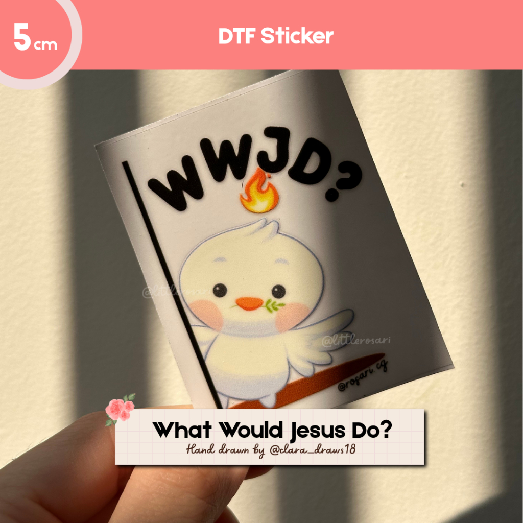 

Stiker Katolik Waterproof - WWJD | DTF Anti Gores 5cm | Handdrawn Sticker