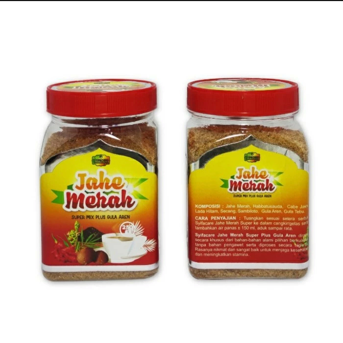 

Jahe Merah Super Mix + Gula Aren Syifacare - Minuman Herbal Hangat & Sehat | Kemasan 250gr