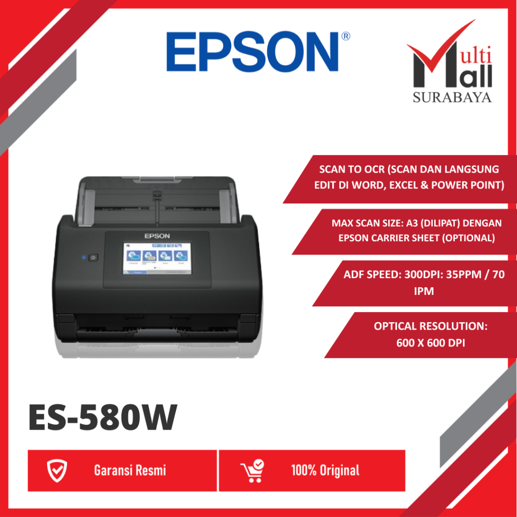 Scanner Epson ES-580W ES580W ES 580W ES 580 W A3 WiFI Garansi Resmi
