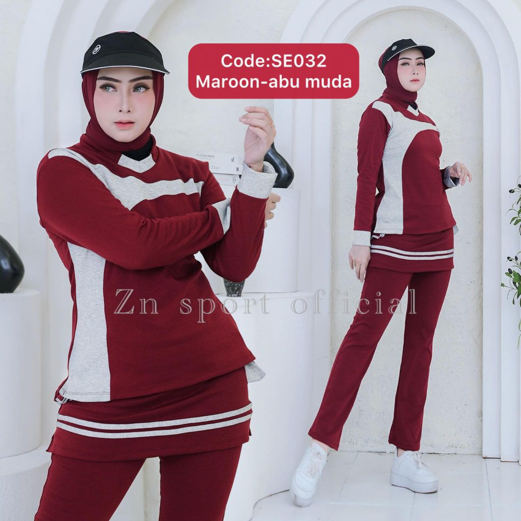 Setelan olahraga wanita  senam dewasa baju olahraga perempuan celana rok senam Panjang stelan  musli