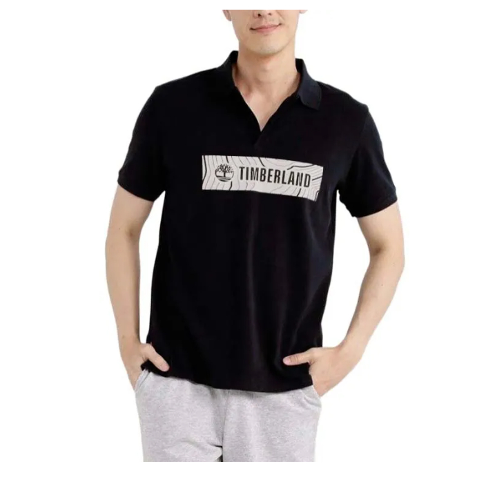 KAOS POLO Timberland SMALL Brand Carrier Polo SHIRT TB0A5QWZ 001 - Masculine BLACK original BNWT