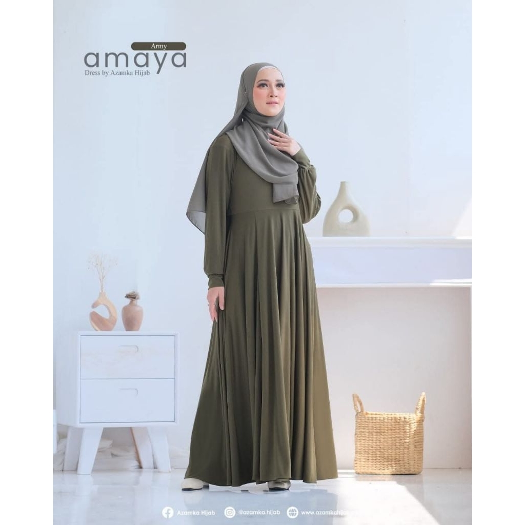 Amaya Dress by Azamka Hijab Dress Bahan Jersey Bahan Adem