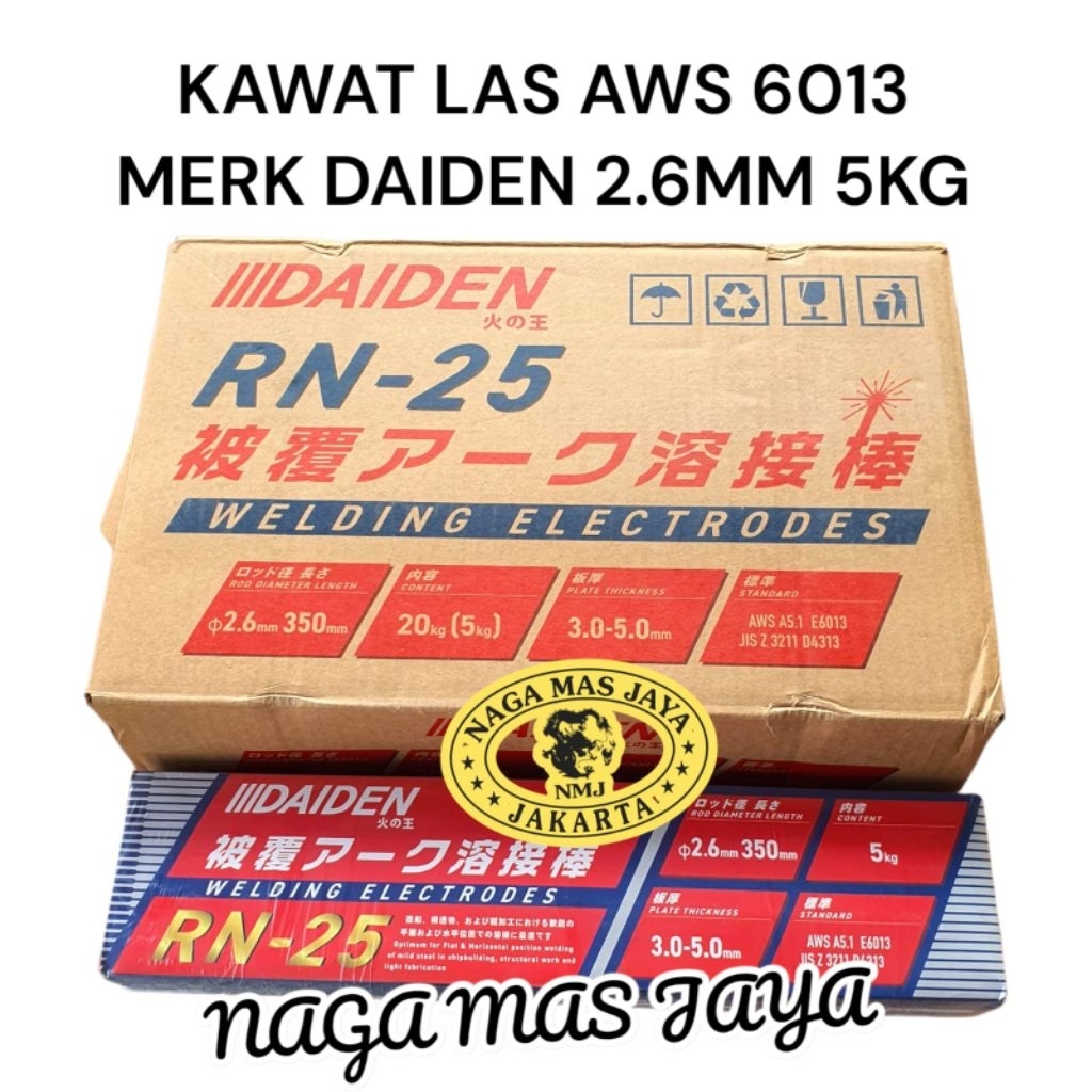 KAWAT LAS 2.6MM DAIDEN RN 25 AWS 6013 / KAWAT LAS DAIDEN 2.6 MM RN-25