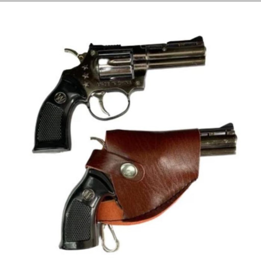 Korek Api Gas Pistol Revolver/Korek Api Unik Model Revolver Ukuran Kecil Free Sarung