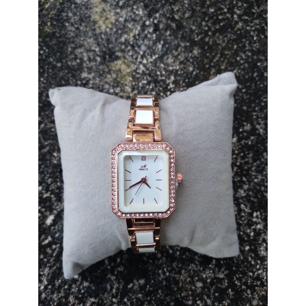 [ BISA COD ] R301 jam tangan wanita MIRETE rantai stainless steel back model keramik