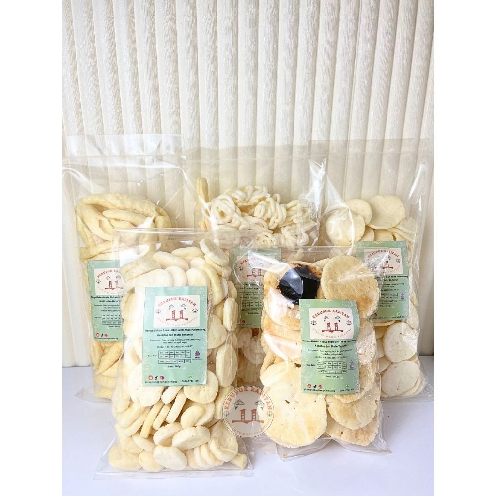 

Paket Kerupuk Premium Kualitas Super Ikan Tenggiri Asli Khas Palembang Berat 1KG ( Panggang, Buncis, Mini, Sanggul dan Kancing Tipis) Masing-masing Kemasan 200gr x 5 Bungkus