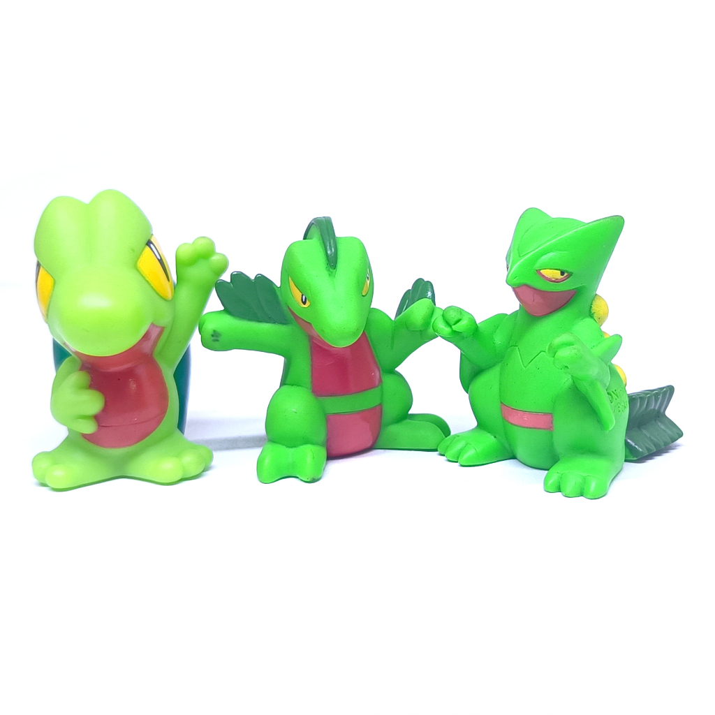 Pokemon BANDAI Kids Figure Set - Treecko, Grovyle & Sceptile (Pajangan / Finger Doll / JP Rare)
