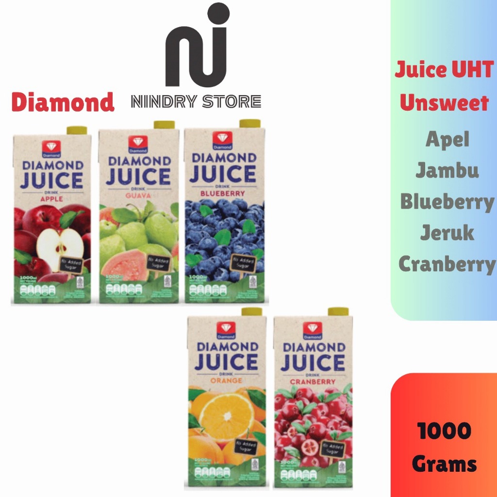 

Diamond UHT Juice 1 Liter – Blueberry, Cranberry, Apel, Jambu, Jeruk | Jus Buah Tanpa Gula Tambahan