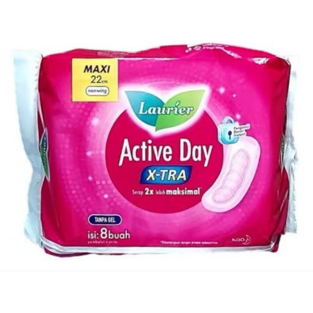 Pembalut Softex Laurier Maxi 22 Active Day Isi 8 Tanpa Sayap