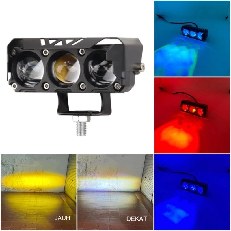 LAMPU TAMBAK LED MINI PROJIE 3 MATA MINI SLIM DEVIL EYE D2 D3 PUTIH KUNING