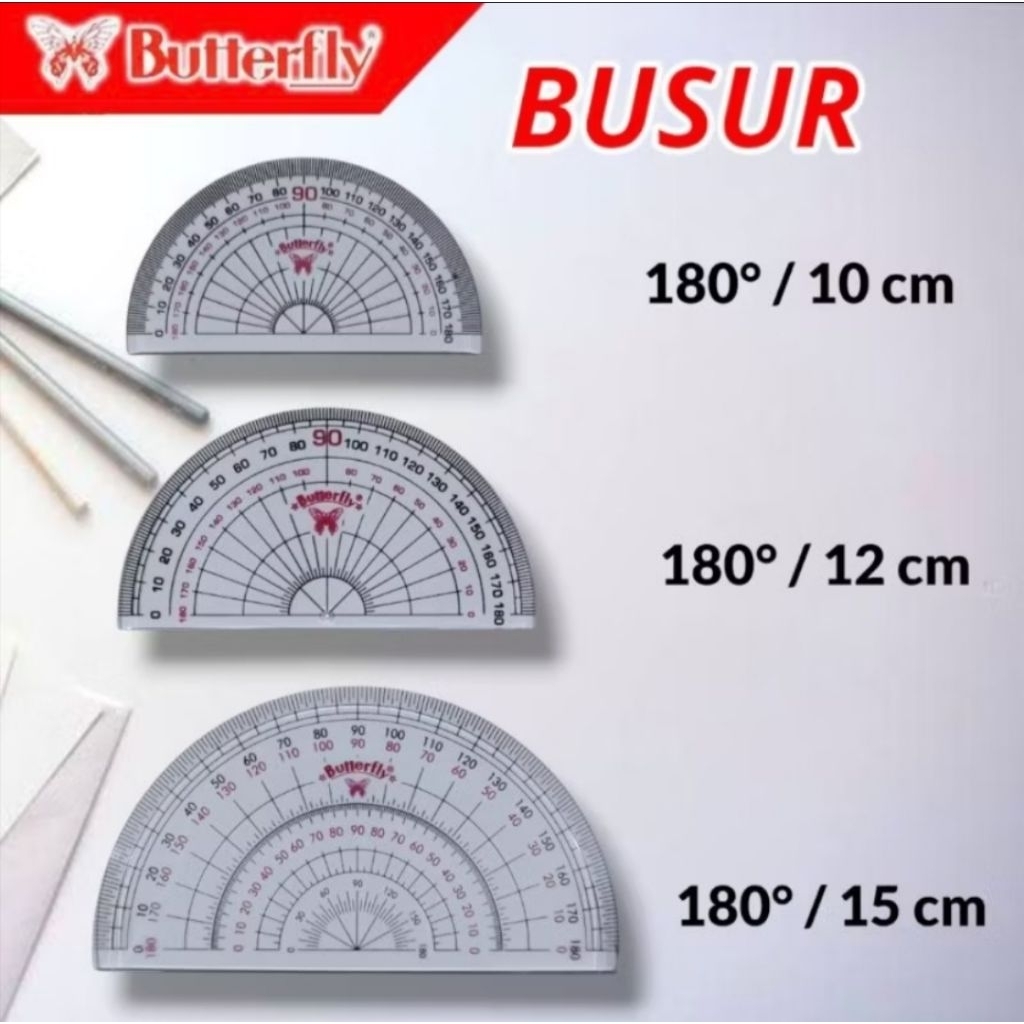 

BUSUR DERAJAT / PENGGARIS BUSUR BUTTERFLY /10CM/12CM/15CM (1PCS)