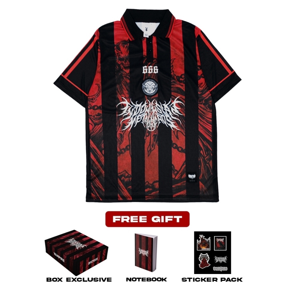 KODE M92C Vampire Kingdom Jersey Distro Pria Wanita Red Indonesian Metal Heads Metal Dryfit Milano M