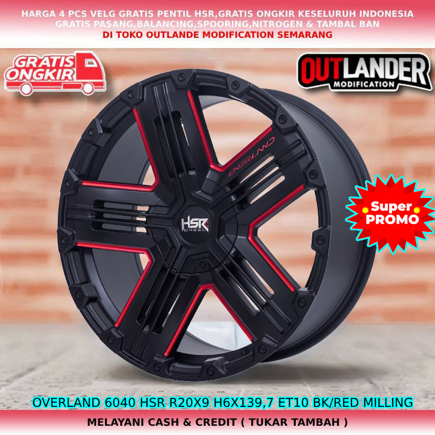 velg racing lobang 6 untuk mobil Hilux Double Land Cruiser Prado Fortuner dll hsr overland ring20
