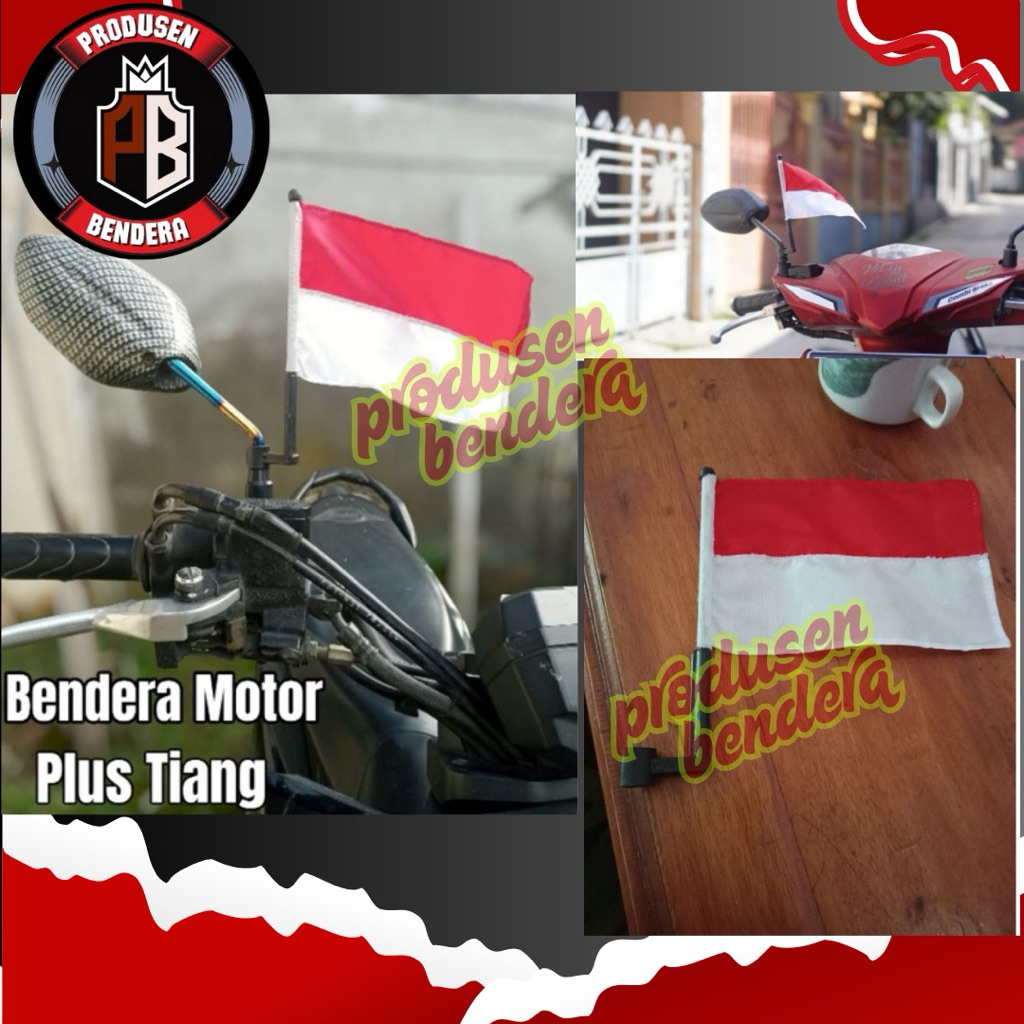 Bendera Merah Putih Tiang untuk di Spion Motor (Bendera Tiang, Bendera Convoi)
