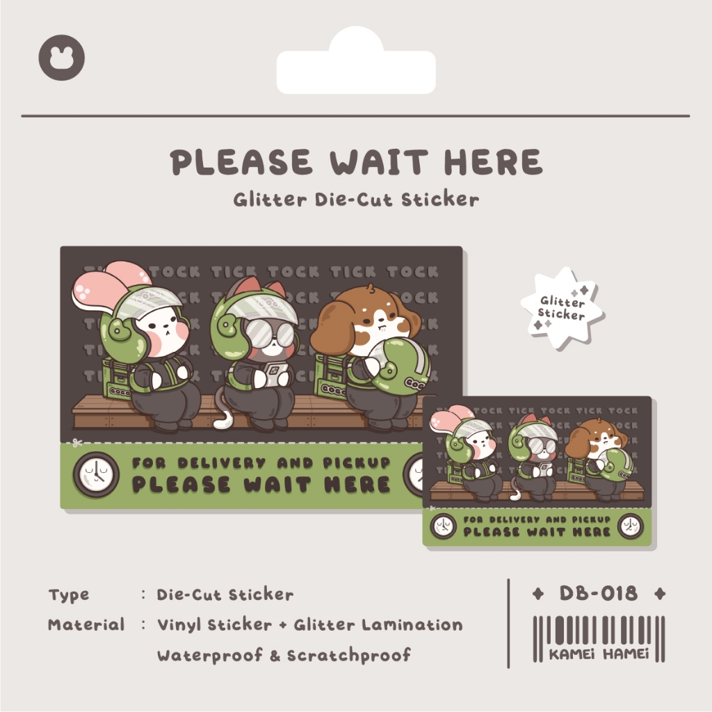

DB-018 Please Wait Here | Kamei Hamei Glitter Die Cut Sticker