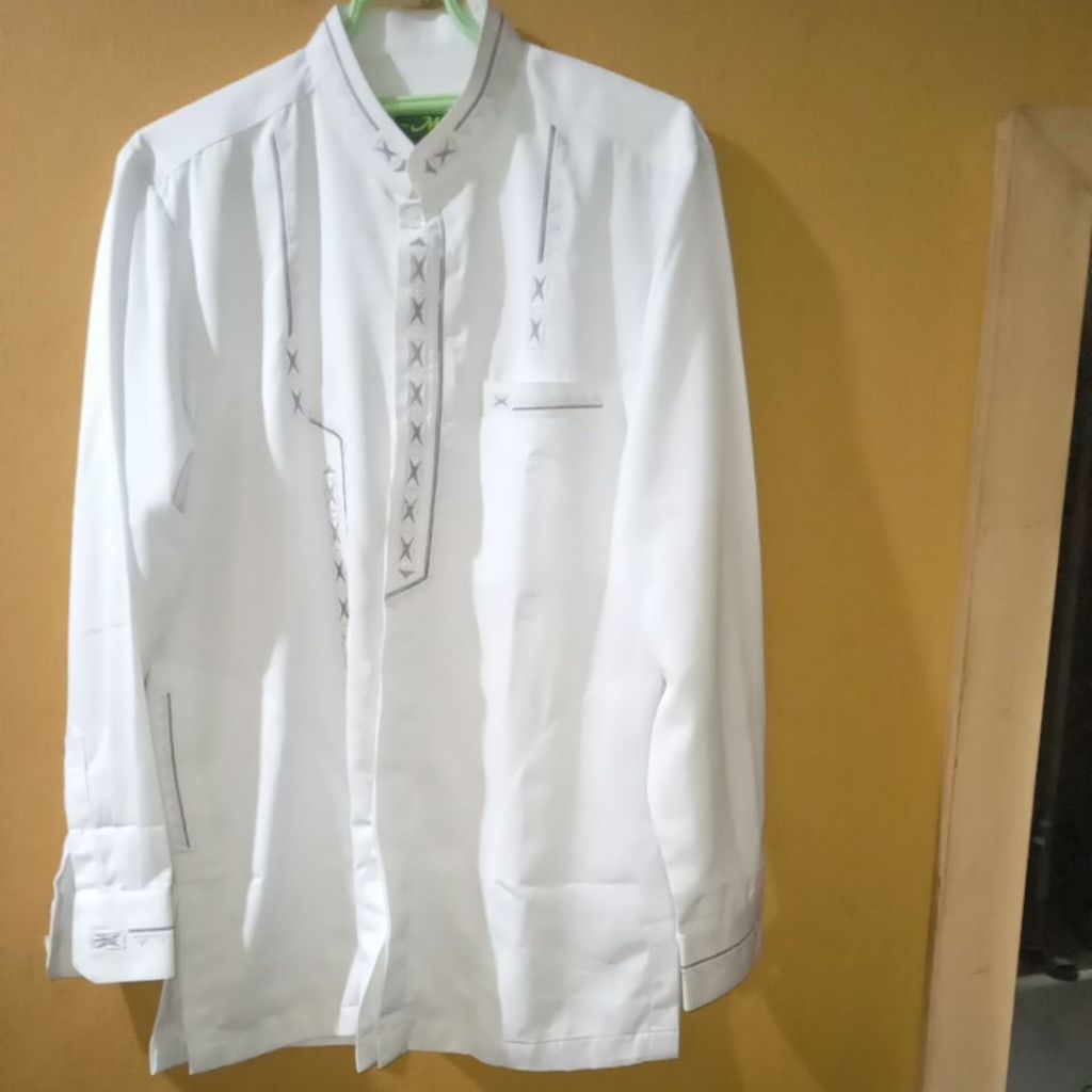PP PAKAIAN PRIA BAJU KOKO FASHION MUSLIM PUTIH AL MIA LENGAN PANJANG