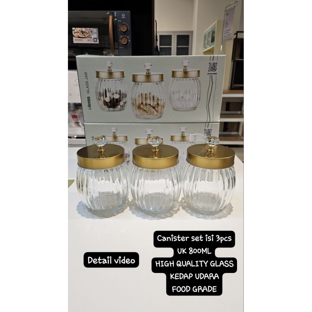 Informa toples kaca winona set isi 3pc tutup putar