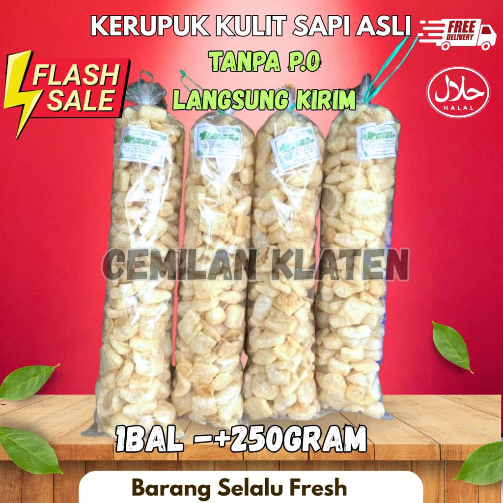 

250 gram kerupuk kulit sapi/1bal rambak kulit sapi/rambak sapi king /rambak/krecek