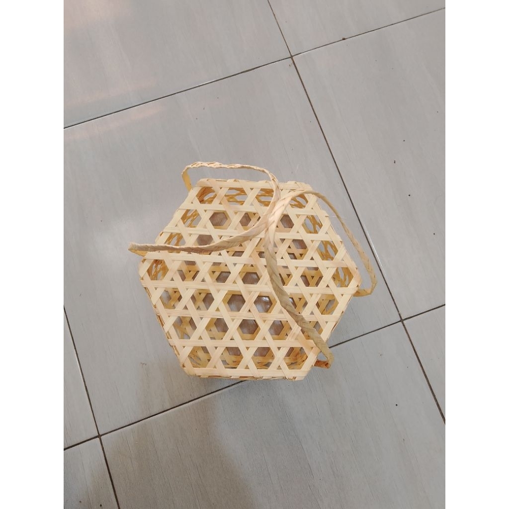 Anyaman bambu hexagonal besek segi enam + tali anyaman bambu praktis