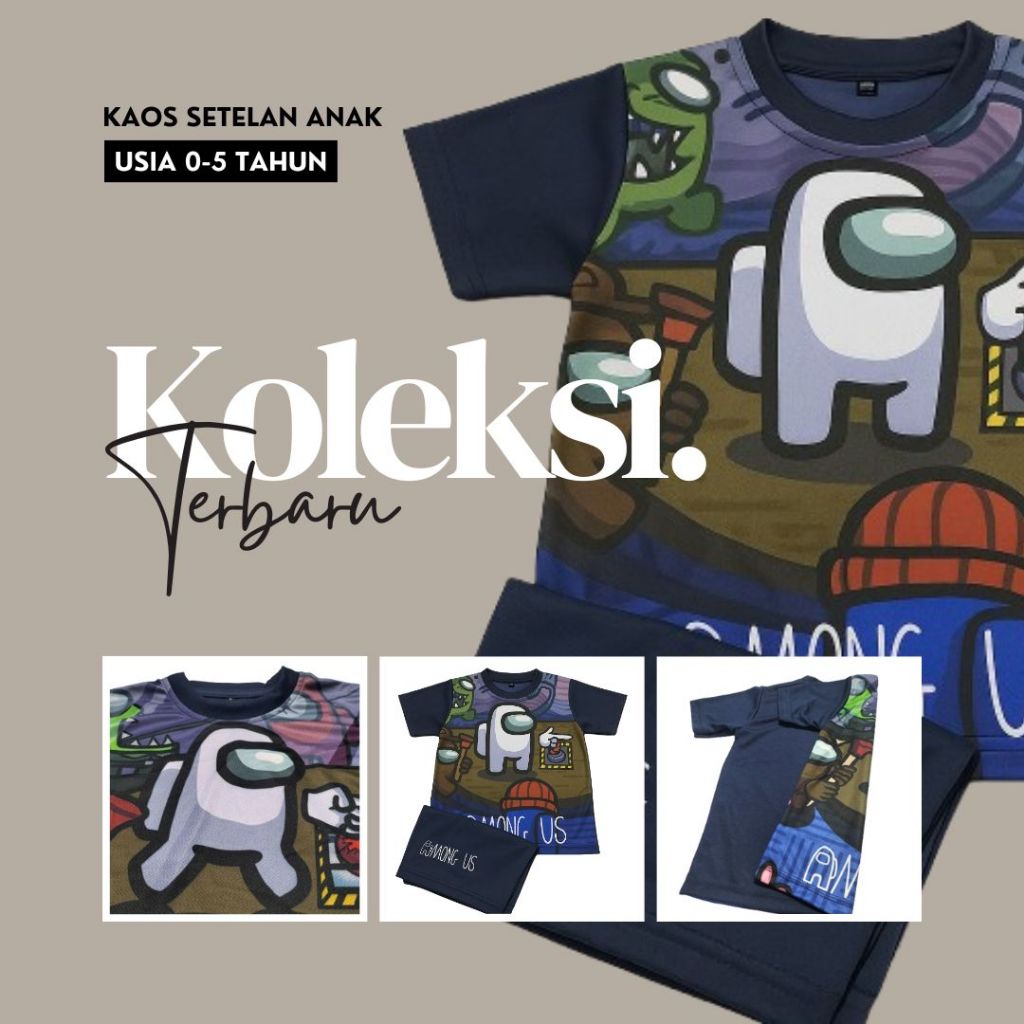 Kaos Setelan Anak Among Us Jersey Lengan Pendek Pria Wanita
