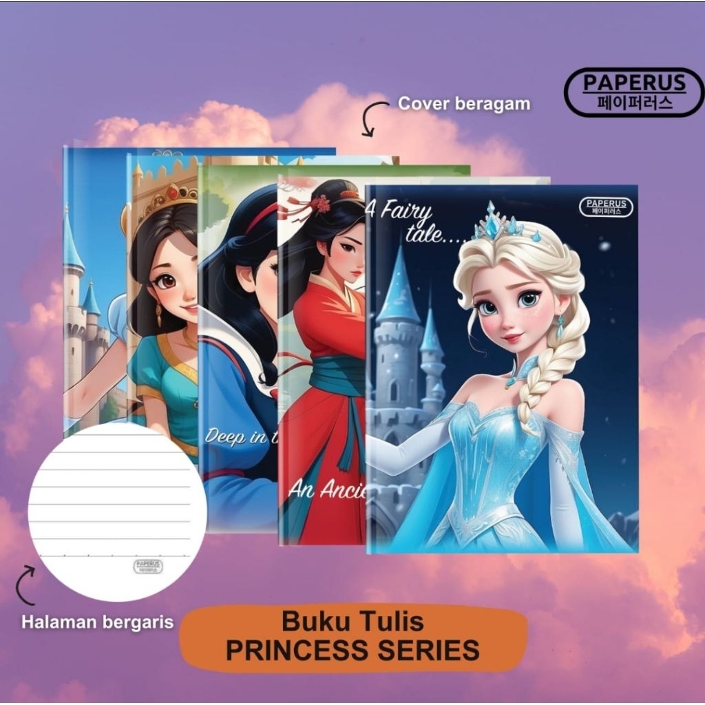 

PAPERUS Buku tulis/1Pack isi 10Buku /series PRINCESS /Buku tulis murah