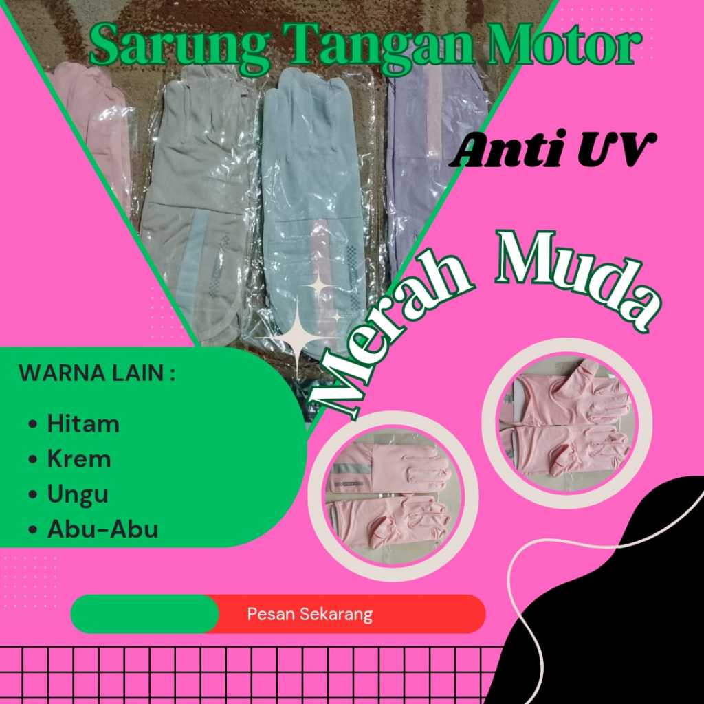 PINK Sarung Tangan Anti UV Motor Wanita | Sarung Tangan Motor Upf50 | Sarung Tangan Motor Panjang