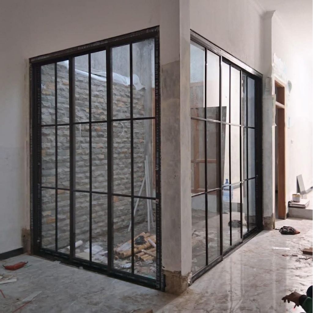 Partisi Kaca Aluminium Pembatasan Ruangan 1 Sisi