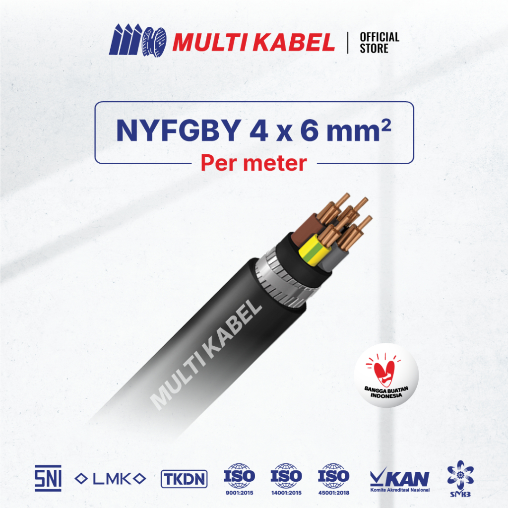 MULTI KABEL-Kabel NYFGbY 4x6 mm²-Hitam-Permeter