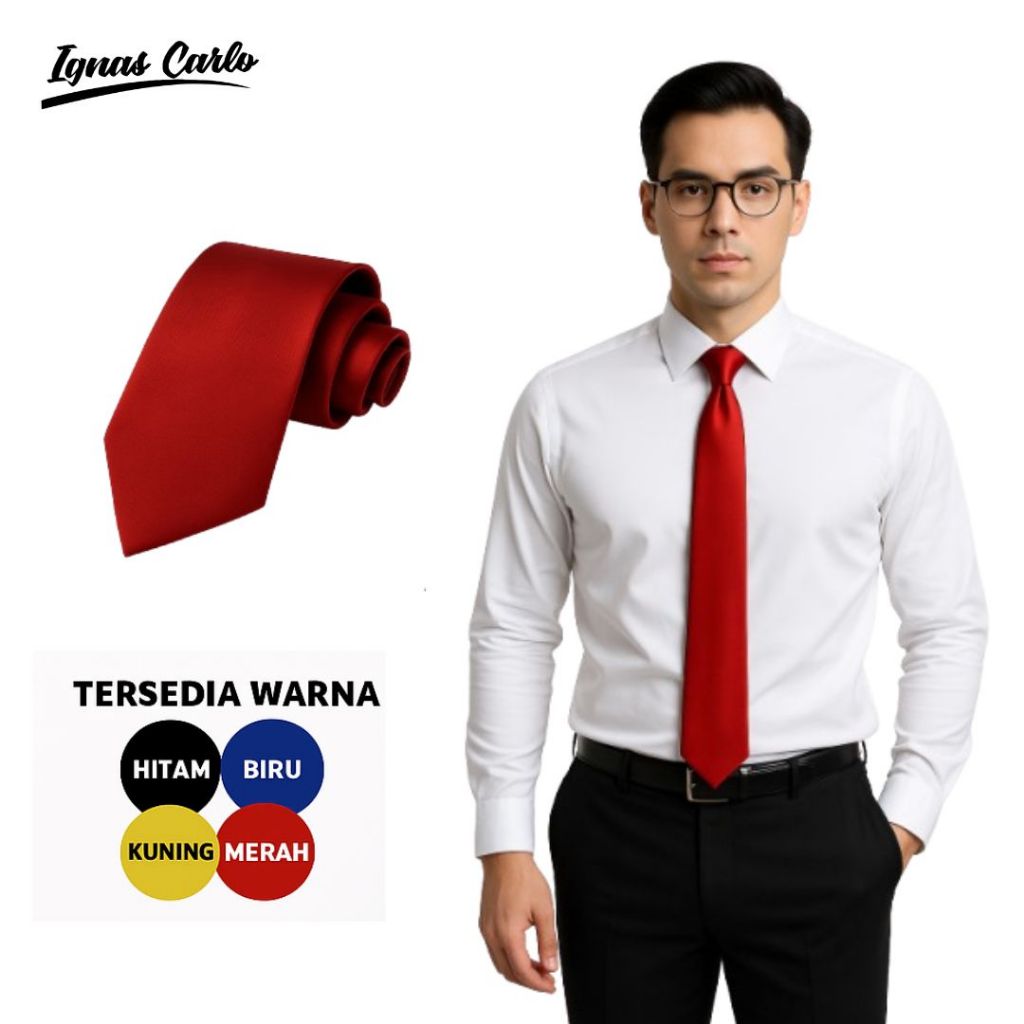 Dasi Pria Panjang Formal Bahan Satin Dasi Panjang Kerja Kantor Dasi Pria - IGNAS CARLO