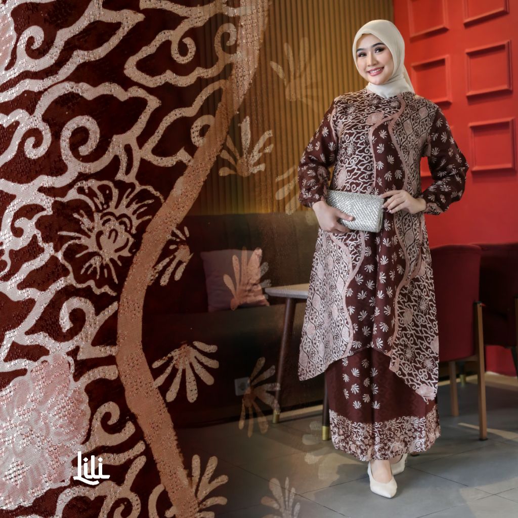 OUTFITKU- Baju kondangan wanita kekinian Gamis kondangan simple elegan Gamis Pesta Mewah EleganBatik
