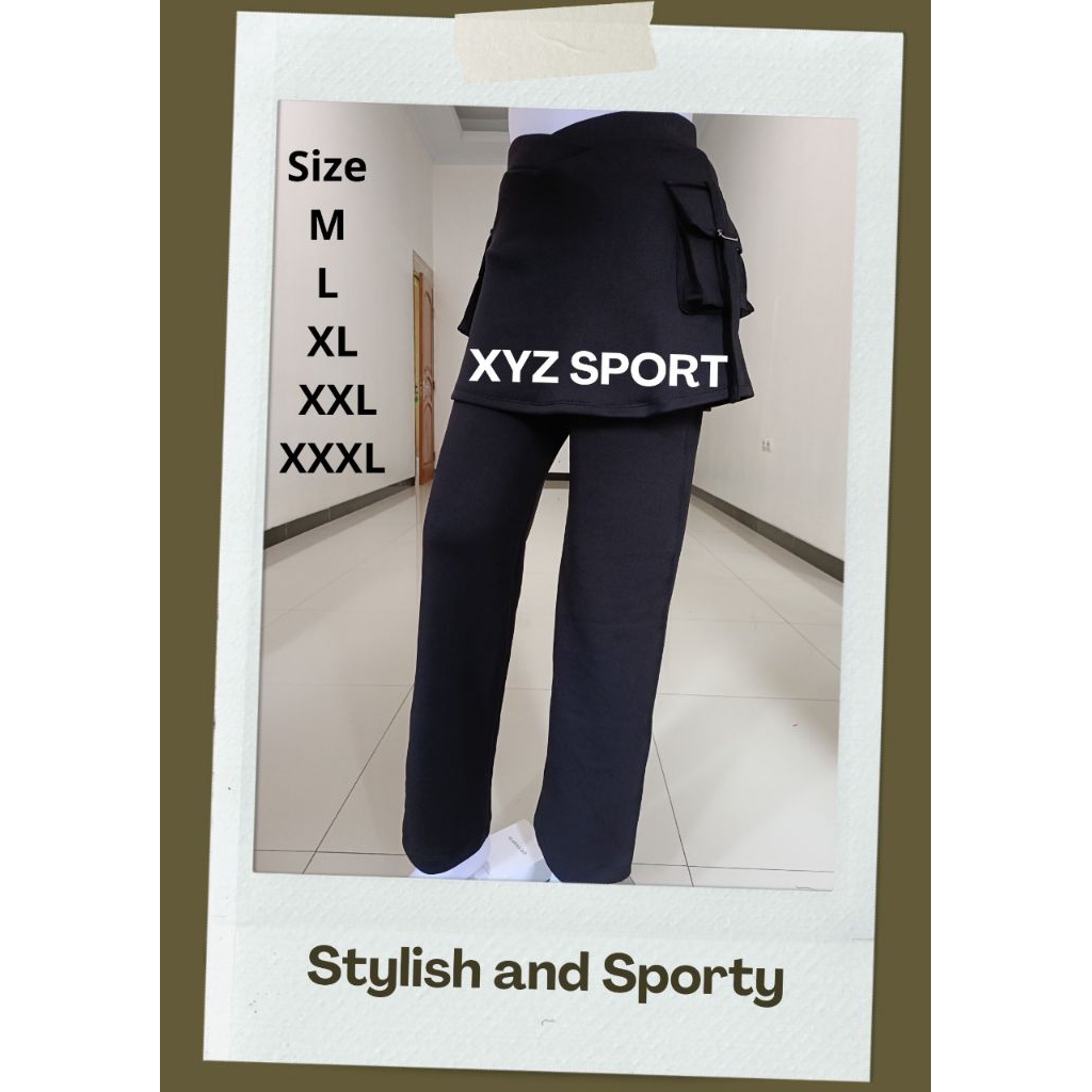CELANA SENAM ROK KANTONG HITAM/CELANA SENAM WANITA/CELANA PANJANG WANITA
