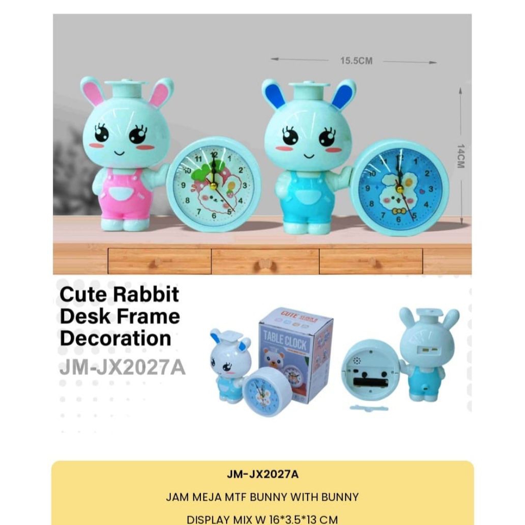 jam meja kelinci/jam meja/jam meja karakter/jam lucu/jam anak/jam alarm