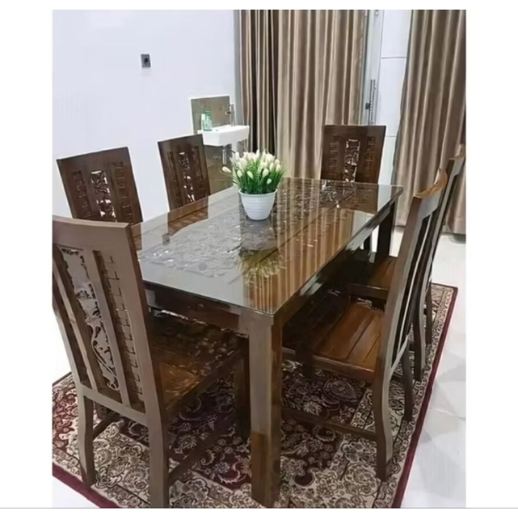 Set Meja Makan Elegan Kayu Jati Set Meja Makan Ukir Kayu Jati Set Meja Makan Mewah Kayu Jati