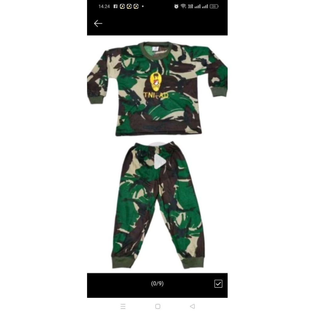 baju tentara anak TK -SD