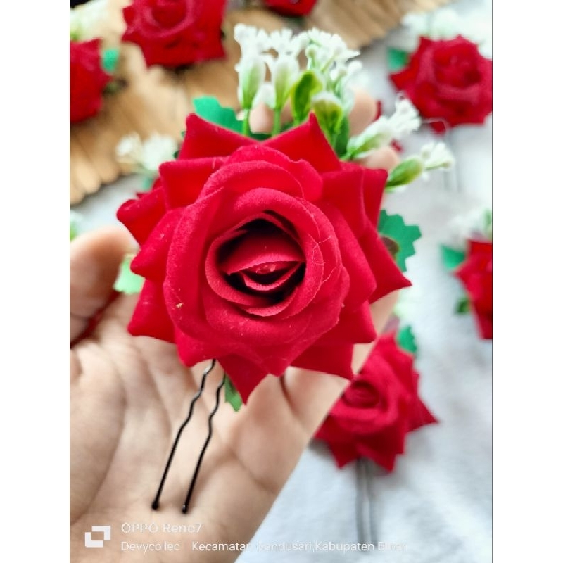 Tusuk Konde Mawar Bludru / Tusuk Konde Terbaru / Tusuk Konde Bunga Mawar