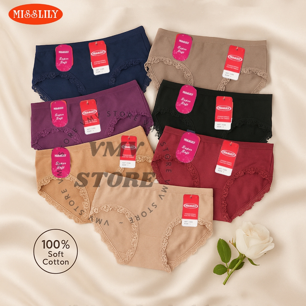 Celana Dalam Wanita Super Soft Misslily 3388 CD Lace M L XL XXL XXXL Lembut Daily Comfort Miss Lily