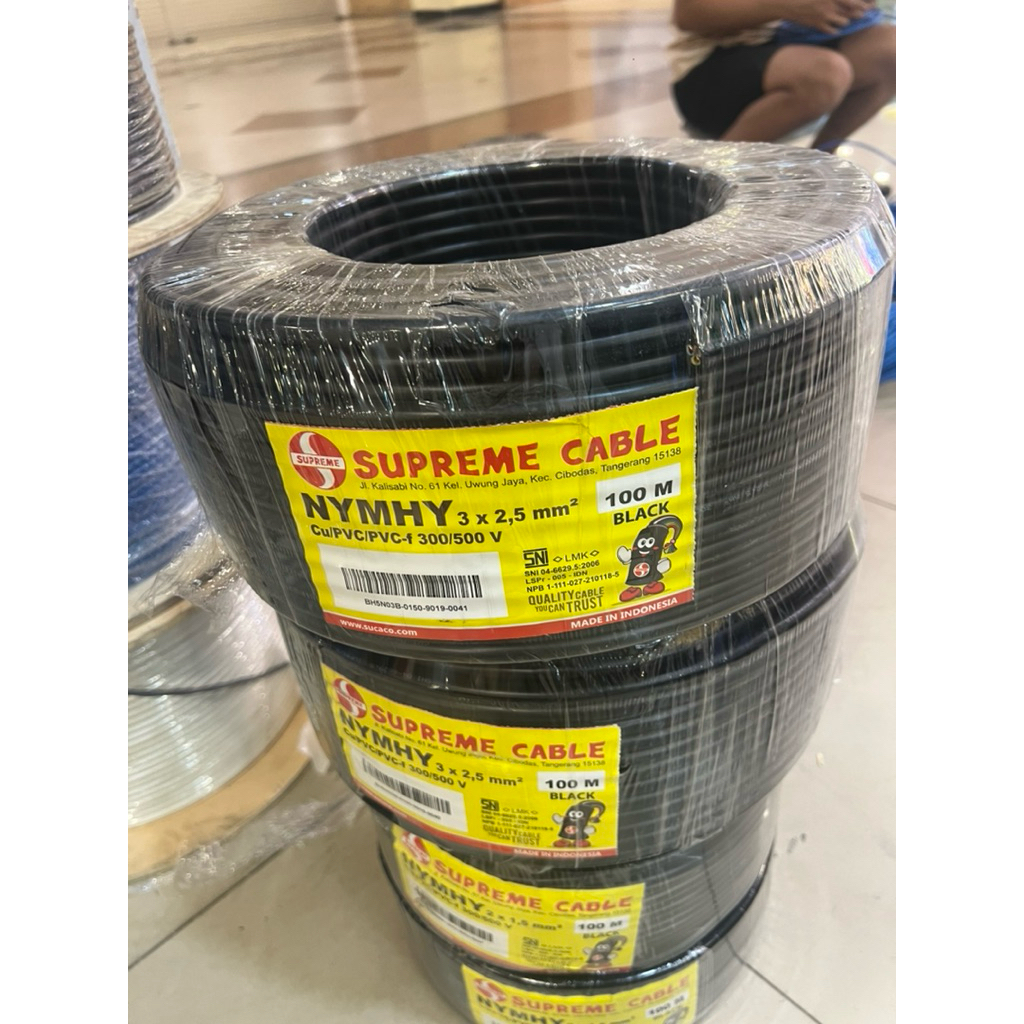 Kabel Supreme NYMHY 3x2.5 Serabut 50m 100m / NYMHY 3x2,5 mm Hitam Serabut 3x2.5mm
