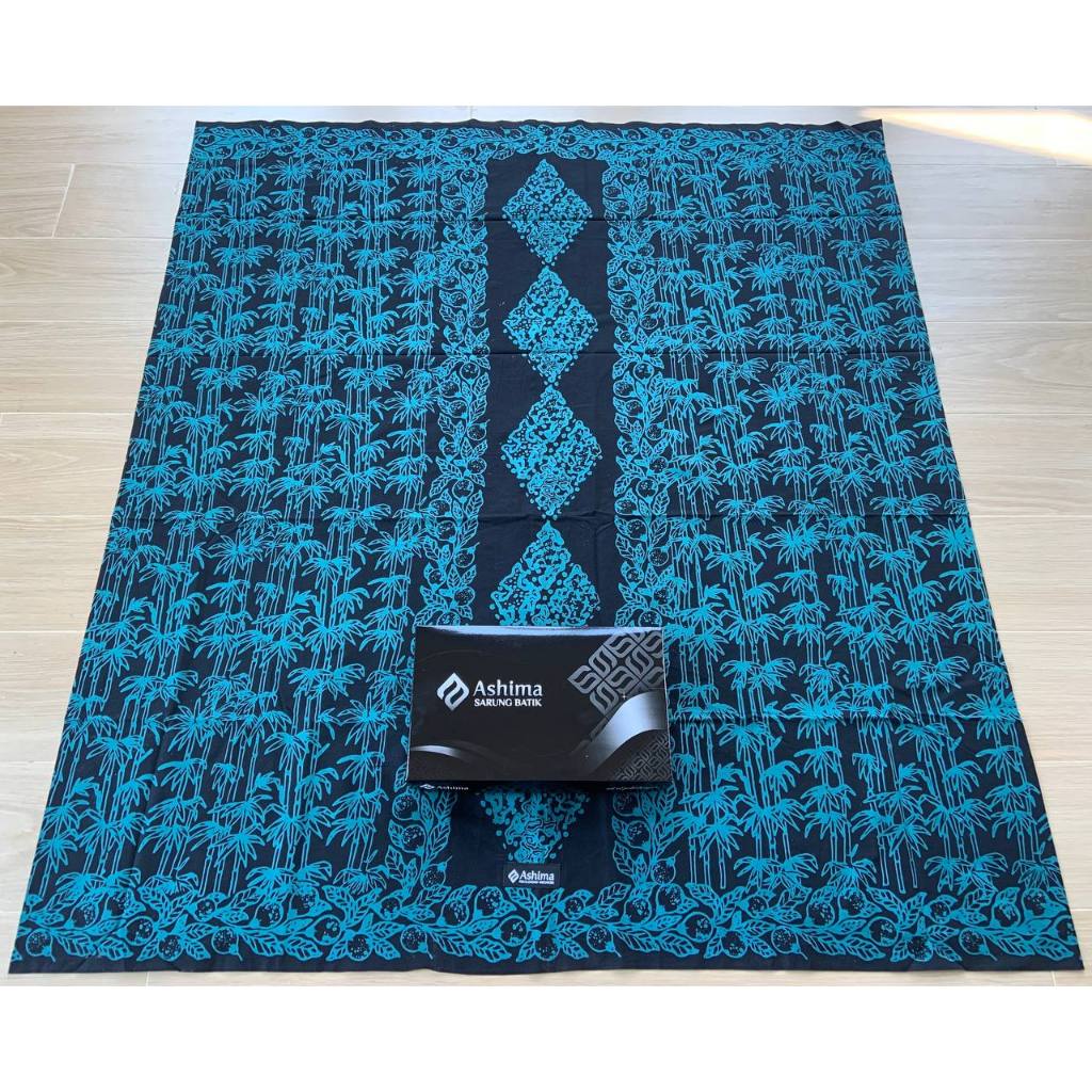 Sarung ashima dewasa as230 monokrom hitam biru abstrak witwitan batik inkou sarung santri pondok had