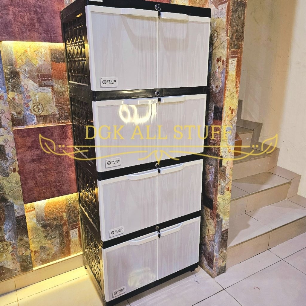 Lemari Baju Pakaian JUMBO BESAR Susun 4 EMPAT Tingkat Anak Bayi Serbaguna Serba guna Plastik Full Ku