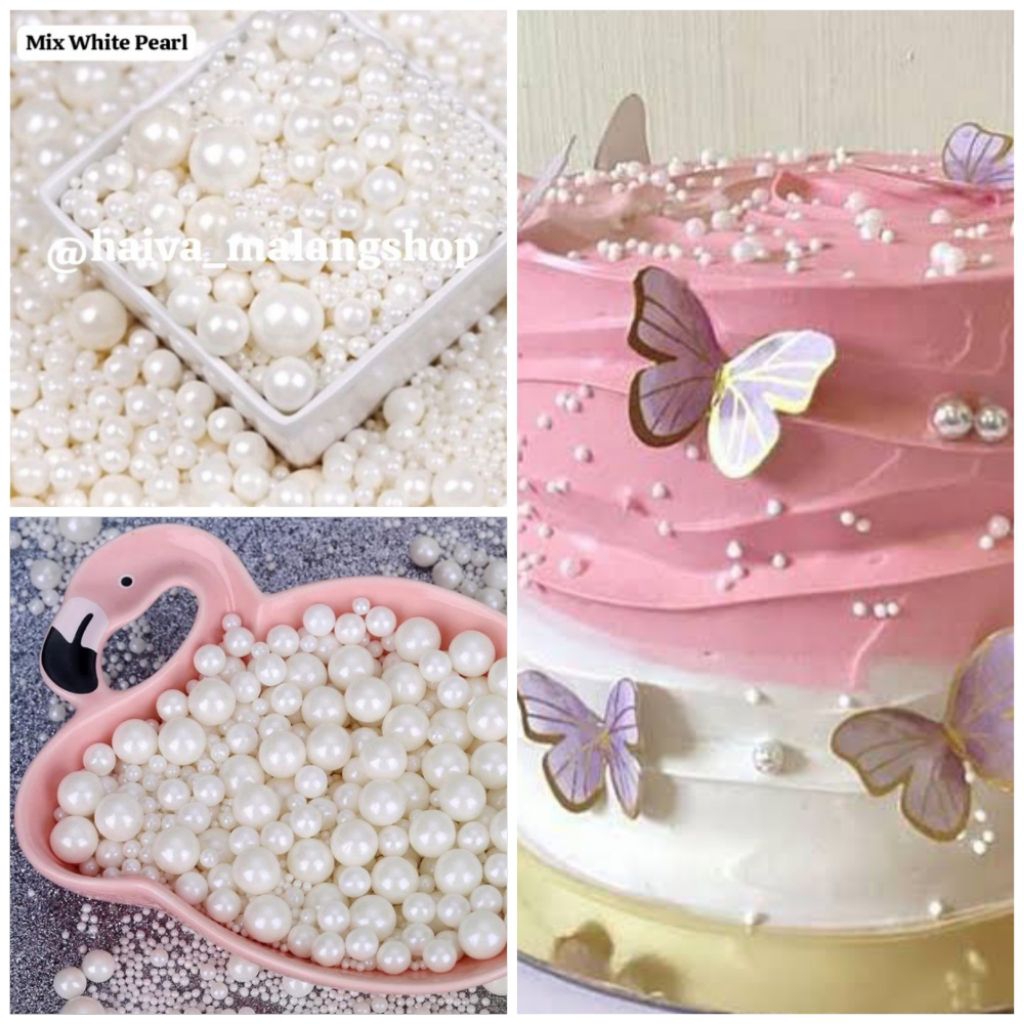 

Mutiara Mix White/Sprinkle Cake Hiasan Cup Cake/Hiasan Kue tart Mix White bisa dimakan/Hiasan kue mutiara putih