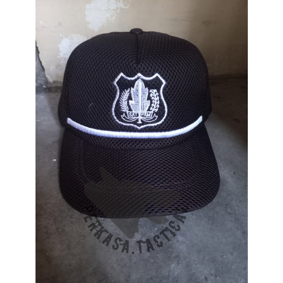 Topi Satpam Security Premium DOUBLEMESH HITAM TACTICAL Topi Jaring Coklat