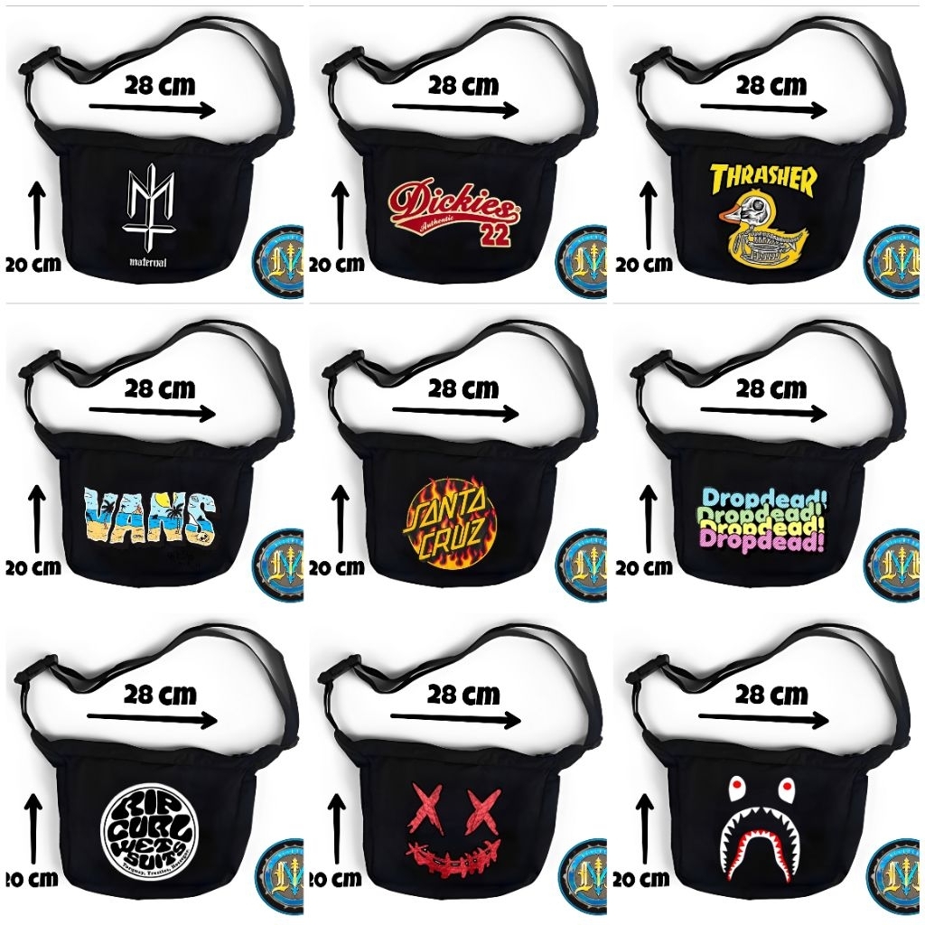 Slingbag Tas Selempang Bahu Pria Distro Kanvas Waistbag Cowok Slingbag Pria Wanita Tas Kanvas Hitam