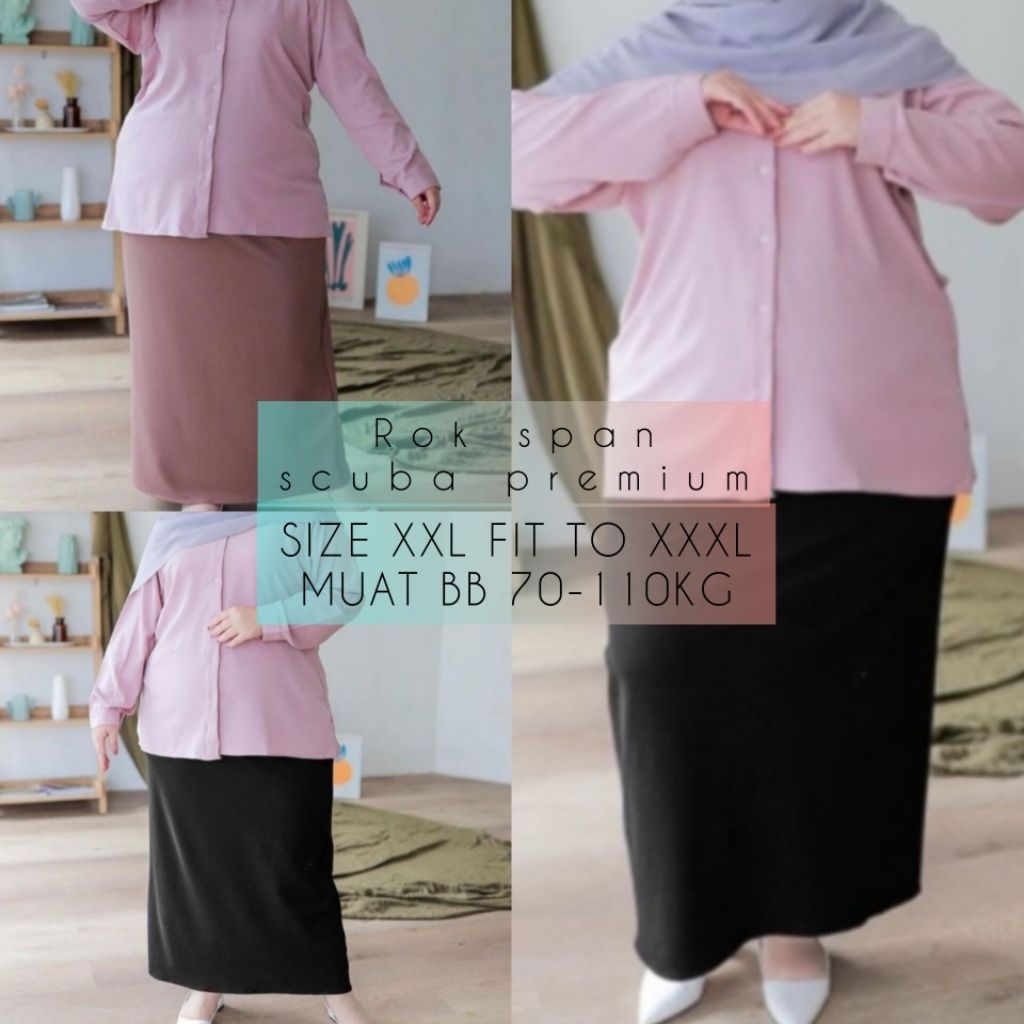 ROK SPAN PANJANG SCUBA MAXI SKIRT BIG SIZE XXL, XXXL // ROK SPAN SUPER JUMBO BB 70-110KG